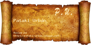 Pataki Urbán névjegykártya